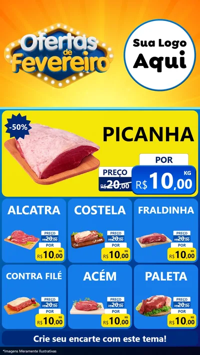 Modelo de Rede Social para Stories com o tema Ofertas de Fevereiro para Açougue