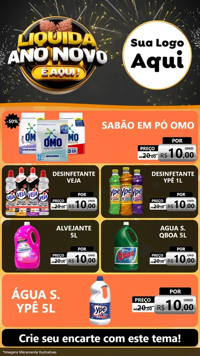 Modelo de TV para TV Vertical com o tema Liquida Ano Novo É Aqui! para Produtos de Limpeza