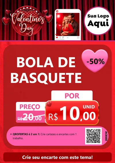 Modelo de Cartaz para Cartaz A4 Vertical com o tema Valentine's Day para Artigos Esportivos