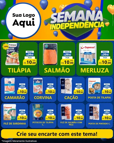Modelo de Rede Social para Feed Instagram com o tema Semana da Independência para Peixaria