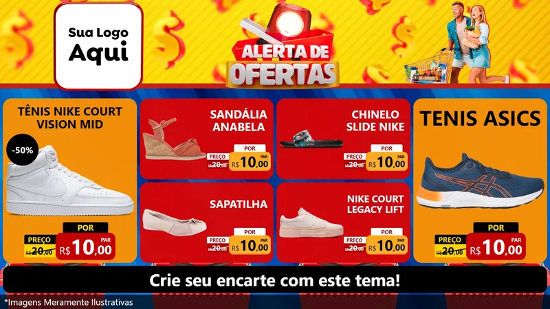 Modelo de TV para TV Horizontal com o tema Alerta de Ofertas para Calçados