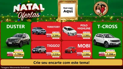 Modelo de TV para TV Horizontal com o tema Natal de Ofertas para Concessionaria de Carros