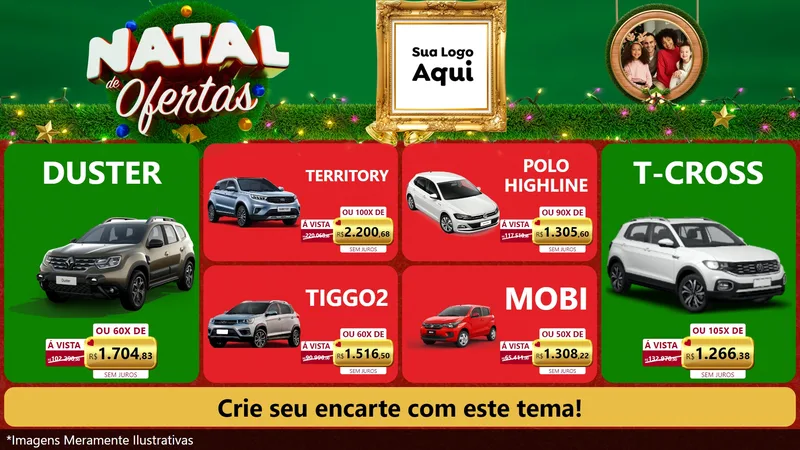 Modelo de TV para TV Horizontal com o tema Natal de Ofertas para Concessionaria de Carros