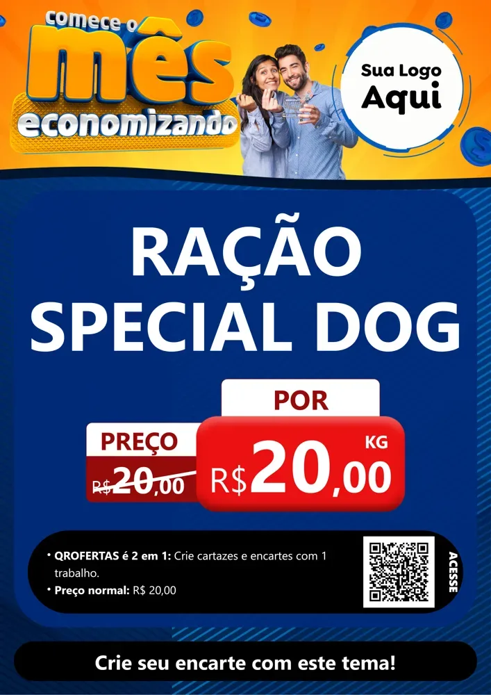 Modelo de Cartaz para Cartaz A4 Vertical com o tema Comece O Mês Economizando para Pet Shop