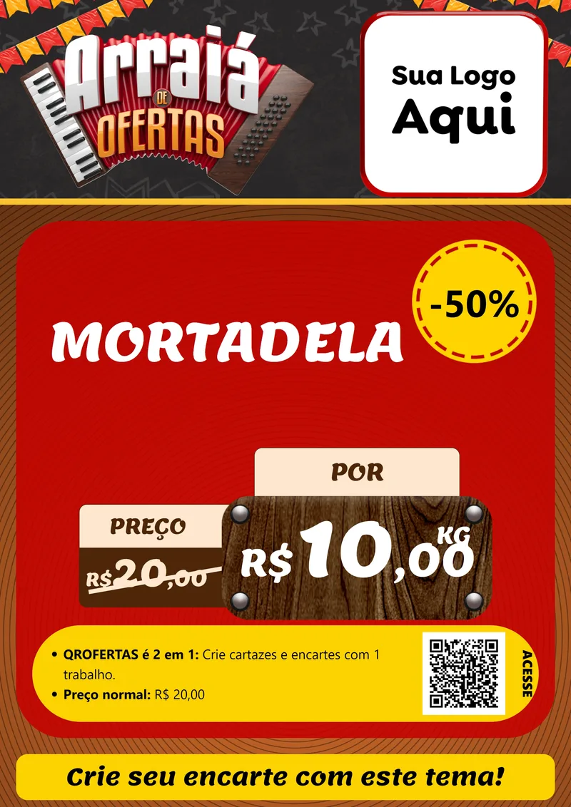 Modelo de Cartaz para Cartaz A4 Vertical com o tema Arraiá de Ofertas - Junina para Frios e Laticínios
