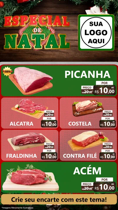 Modelo de TV para TV Vertical com o tema Especial de Natal para Açougue