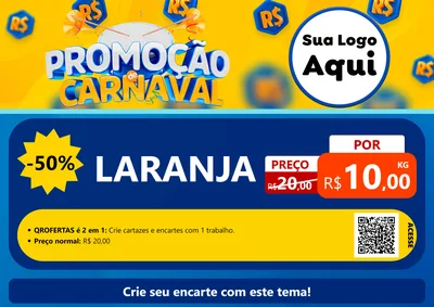 Modelo de Cartaz para Cartaz A4 Horizontal com o tema Promoção de Carnaval para Hortifrúti