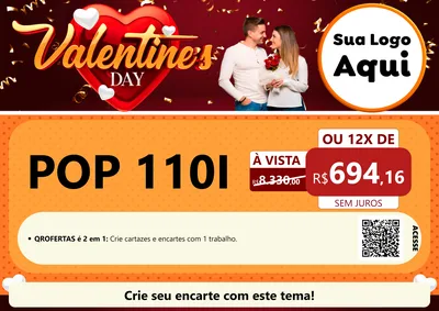 Modelo de Cartaz para Cartaz A4 Horizontal com o tema Valentine's Day para Concessionaria de Motos