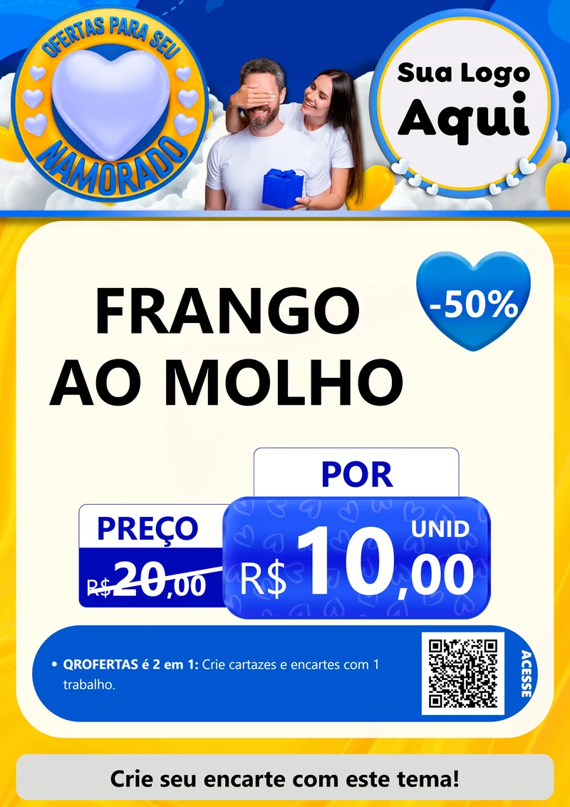 Modelo de Cartaz para Cartaz A4 Vertical com o tema Ofertas Para Seu Namorado para Restaurante