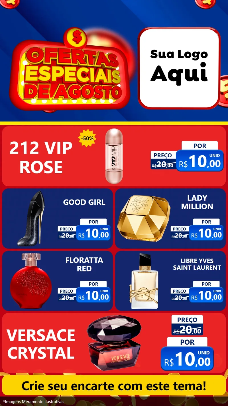 Modelo de TV para TV Vertical com o tema Ofertas Especiais de Agosto para Perfumes