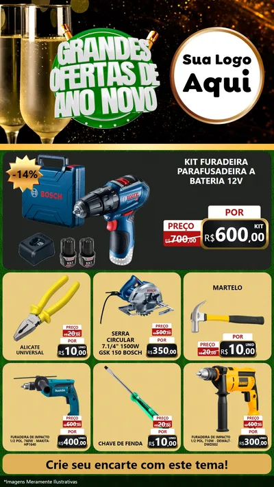 Modelo de Rede Social para Stories com o tema Grandes Ofertas de Ano Novo para Maquinas e Ferramentas