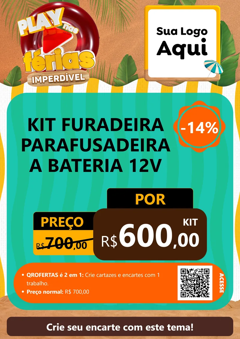 Modelo de Cartaz para Cartaz A4 Vertical com o tema Play Nas Férias Imperdível para Maquinas e Ferramentas
