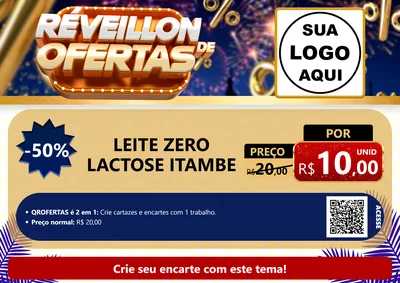 Modelo de Cartaz para Cartaz A4 Horizontal com o tema Réveillon de Ofertas para Frios e Laticínios