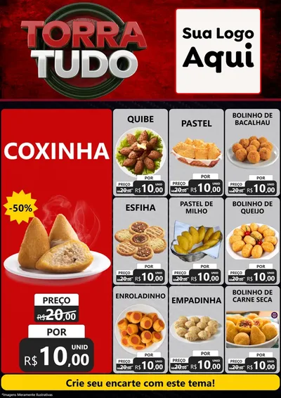 Modelo de Encarte para Encarte A4 Vertical com o tema Torra Tudo para Salgadaria