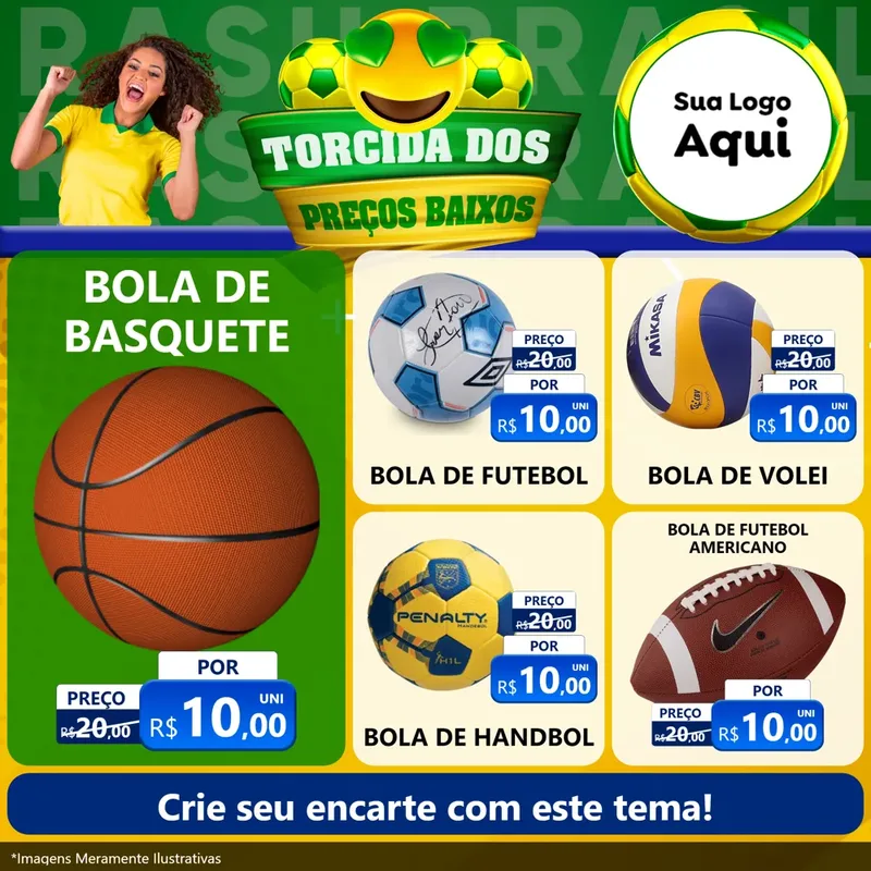 Modelo de Rede Social para Feed Facebook com o tema Torcida dos Preços Baixos - Copa para Artigos Esportivos