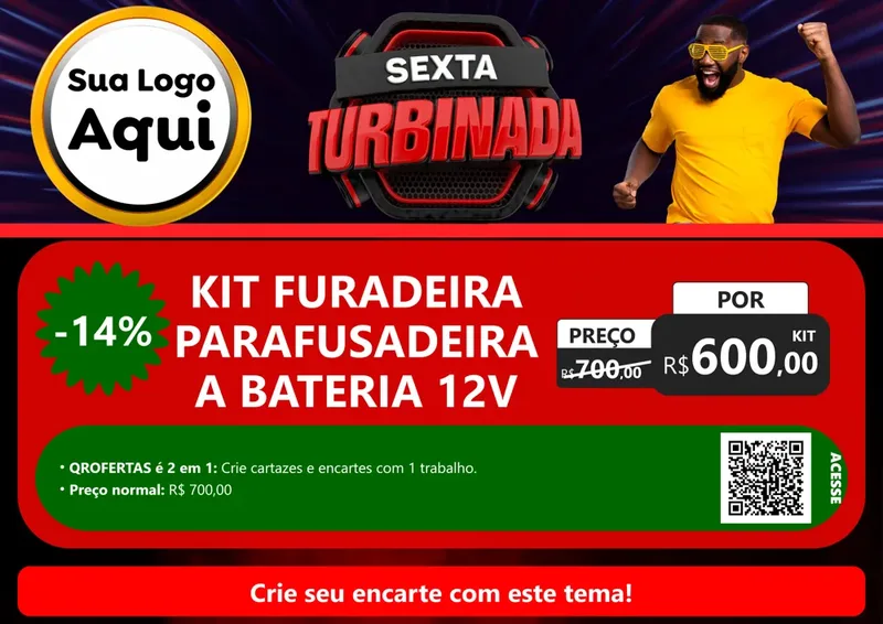Modelo de Cartaz para Cartaz A4 Horizontal com o tema Sexta Turbinada para Maquinas e Ferramentas