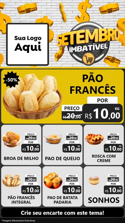 Modelo de Rede Social para Stories com o tema Setembro Imbatível para Padaria