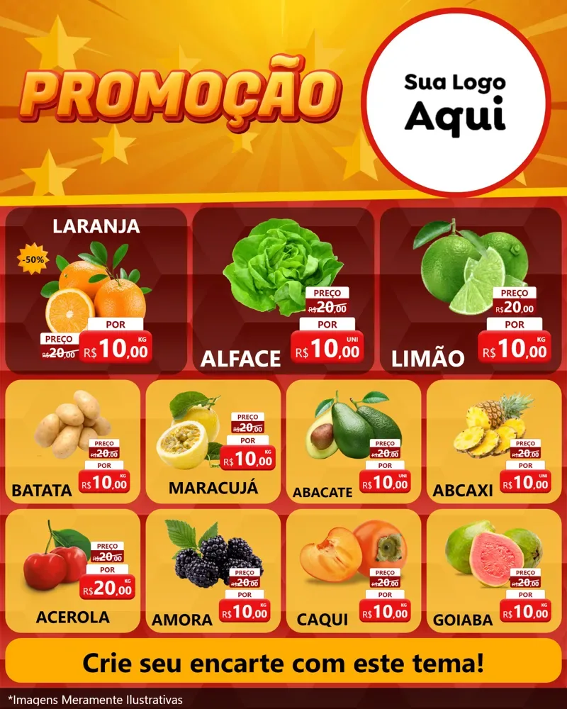 Modelo de Rede Social para Feed Instagram com o tema Promoção para Hortifrúti