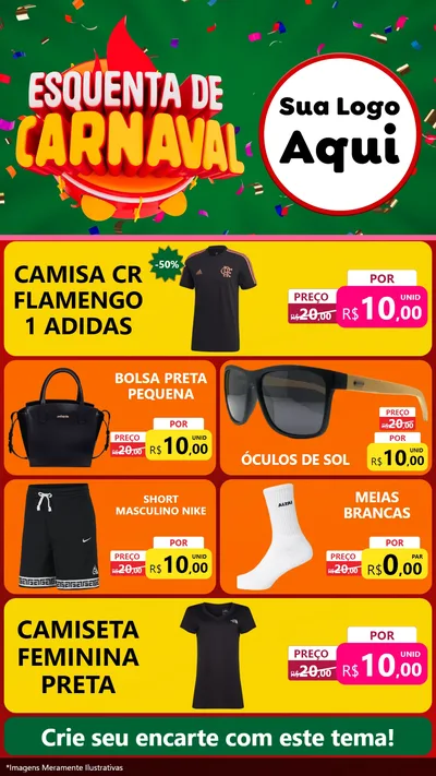 Modelo de TV para TV Vertical com o tema Esquenta de Carnaval para Roupas e acessórios