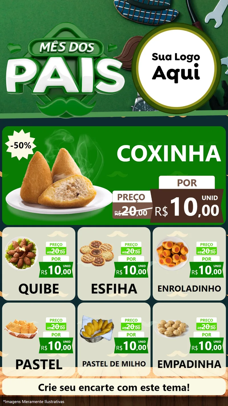 Modelo de Rede Social para Stories com o tema Mês dos Pais para Salgadaria