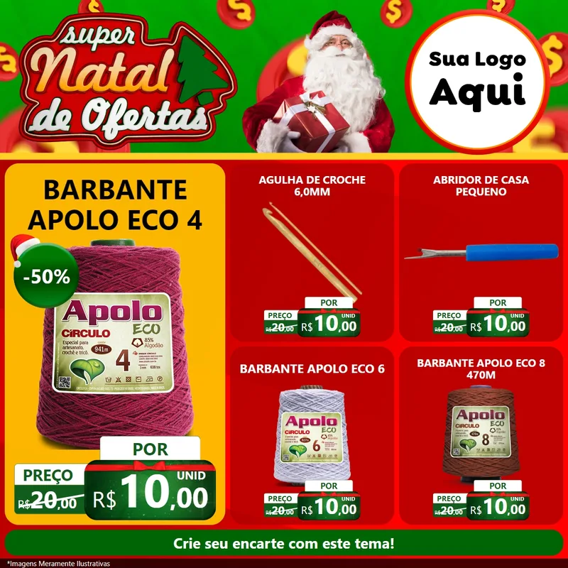 Modelo de Rede Social para Feed Facebook com o tema Super Natal de Ofertas para Armarinho e Aviamentos