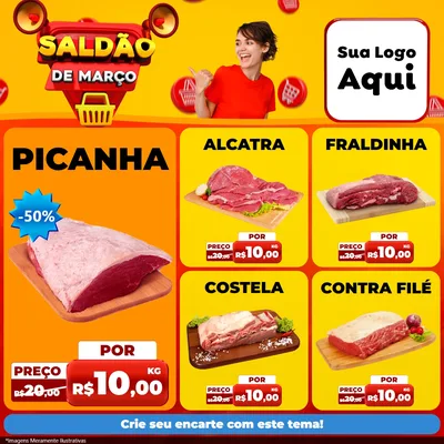 Modelo de Rede Social para Feed Facebook com o tema Saldão de Março para Açougue