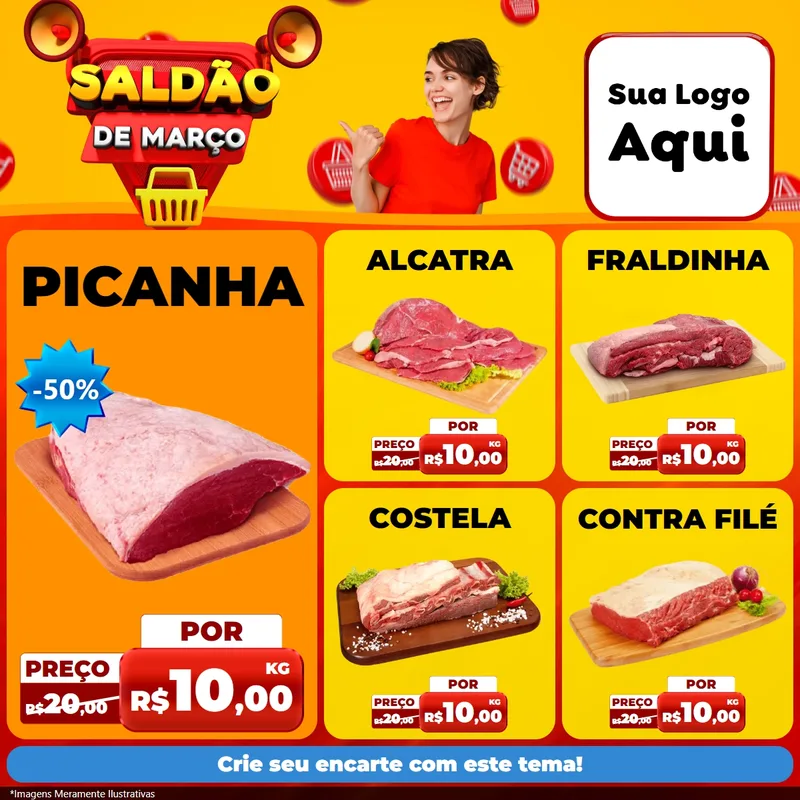 Modelo de Rede Social para Feed Facebook com o tema Saldão de Março para Açougue