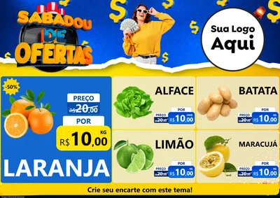 Modelo de Encarte para Encarte A4 Horizontal com o tema Sabadou de Ofertas para Hortifrúti