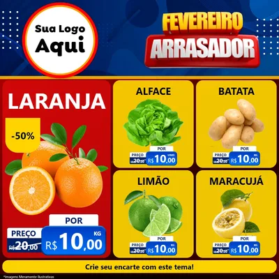 Modelo de Rede Social para Feed Facebook com o tema Fevereiro Arrasador para Hortifrúti