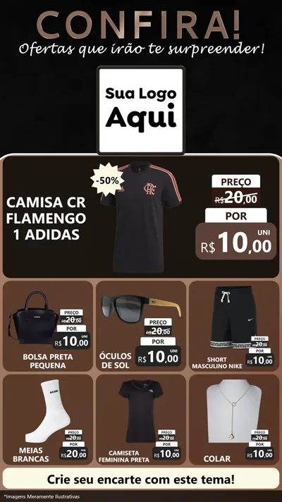 Modelo de Rede Social para Stories com o tema Confira! Ofertas que irão te surpreender! para Roupas e acessórios