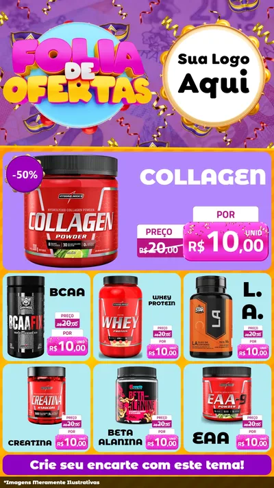 Modelo de Rede Social para Stories com o tema Folia de Ofertas para Suplementos alimentares