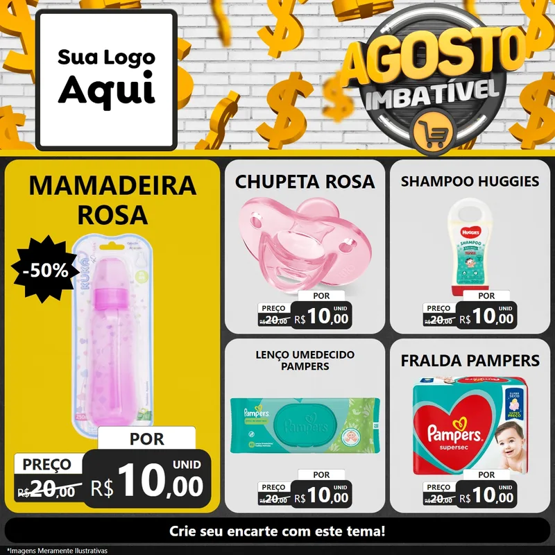 Modelo de Rede Social para Feed Facebook com o tema Agosto imbatível para Bebês