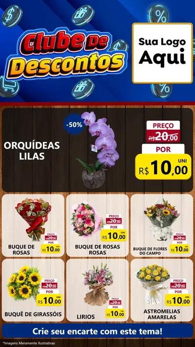 Modelo de Rede Social para Stories com o tema Clube de Descontos para Floricultura e jardim