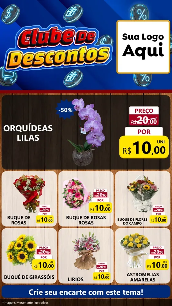 Modelo de Rede Social para Stories com o tema Clube de Descontos para Floricultura e jardim