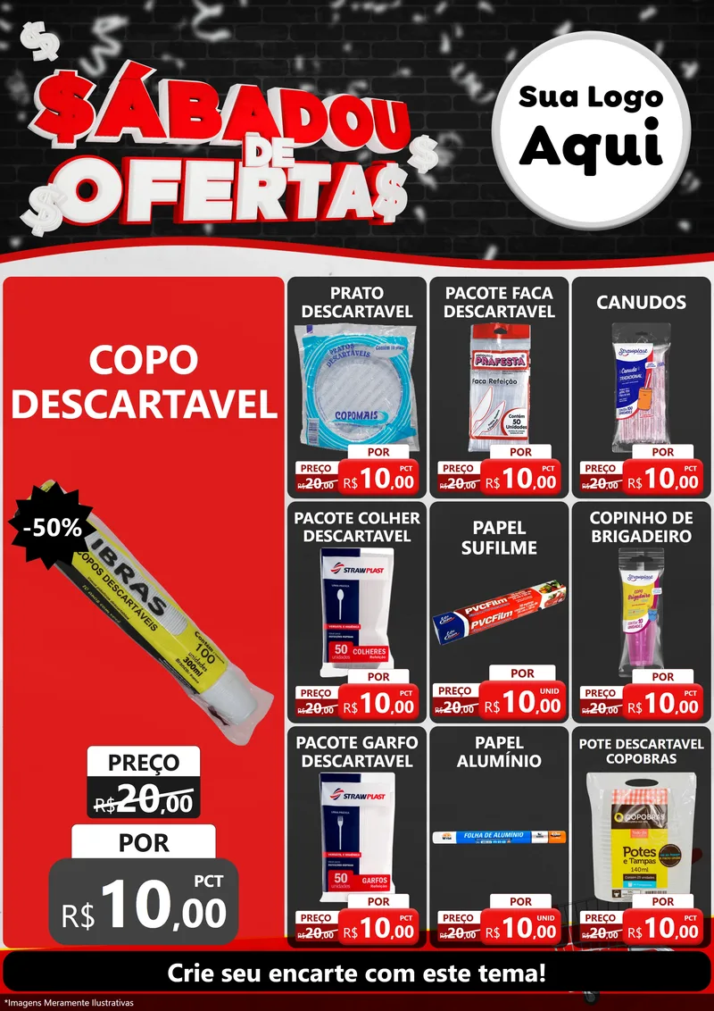 Modelo de Encarte para Encarte A4 Vertical com o tema Sabadou de Ofertas para Embalagens