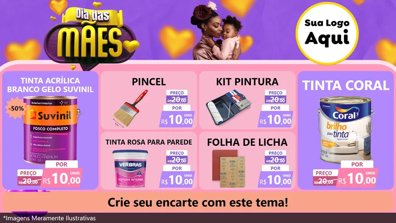 Modelo de TV para TV Horizontal com o tema Dia das Mães para Tintas e Ferramentas