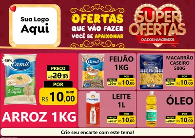 Modelo de Encarte para Encarte A4 Horizontal com o tema Dia dos Namorados para Supermercado