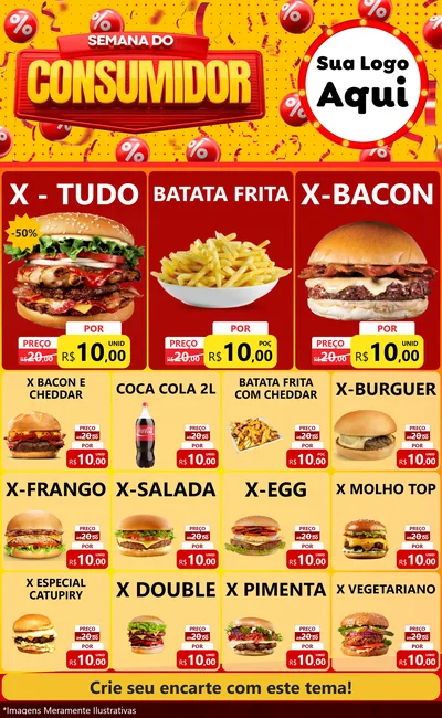Modelo de Encarte para Encarte Grande com o tema Semana do Consumidor para Hamburgueria
