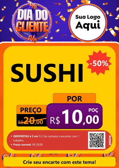 Modelo de Cartaz para Cartaz A4 Vertical com o tema Dia do Cliente para Comida japonesa