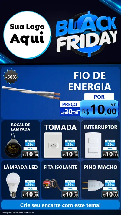 Modelo de Rede Social para Stories com o tema Black Friday para Materiais Elétricos