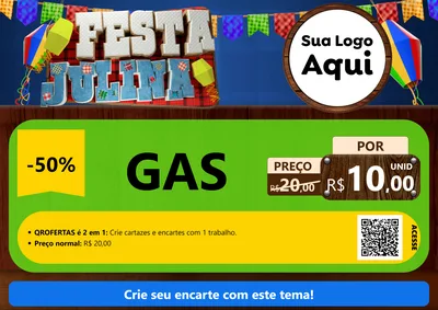 Modelo de Cartaz para Cartaz A4 Horizontal com o tema Festa Julina para Água e gás