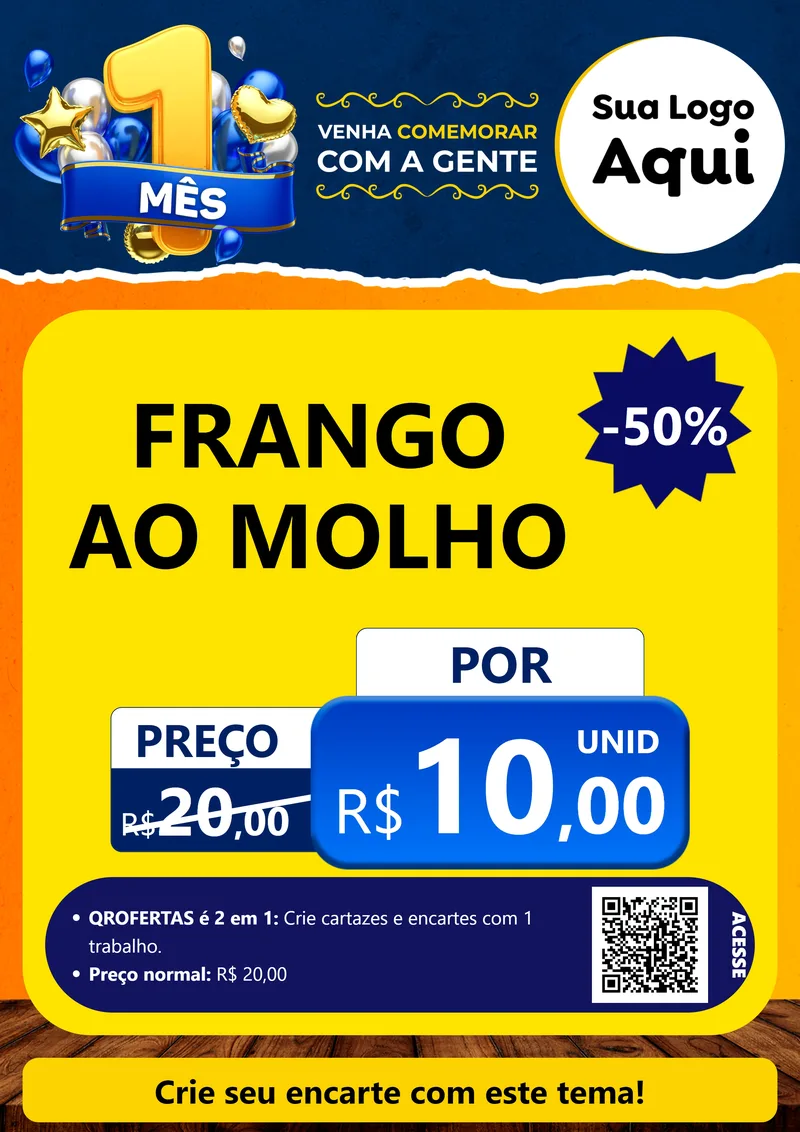Modelo de Cartaz para Cartaz A4 Vertical com o tema Um Mês de Aniversário para Restaurante
