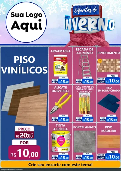 Modelo de Encarte para Encarte A4 Vertical com o tema Ofertas de Inverno para Material para Construção