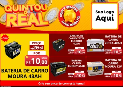 Modelo de Encarte para Encarte A4 Horizontal com o tema Quintou do Real para Baterias Elétricas