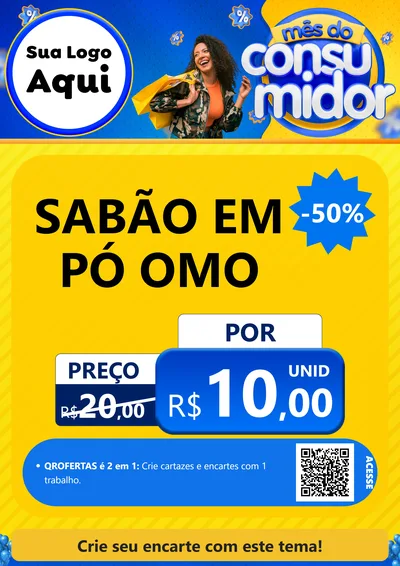 Modelo de Cartaz para Cartaz A4 Vertical com o tema Mês do Consumidor para Produtos de Limpeza