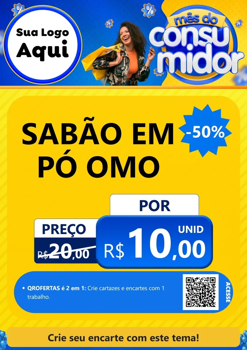 Modelo de Cartaz para Cartaz A4 Vertical com o tema Mês do Consumidor para Produtos de Limpeza