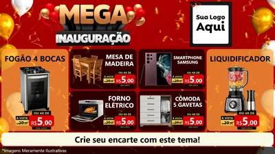 Modelo de TV para TV Horizontal com o tema Mega Inauguração para Móveis e Eletro
