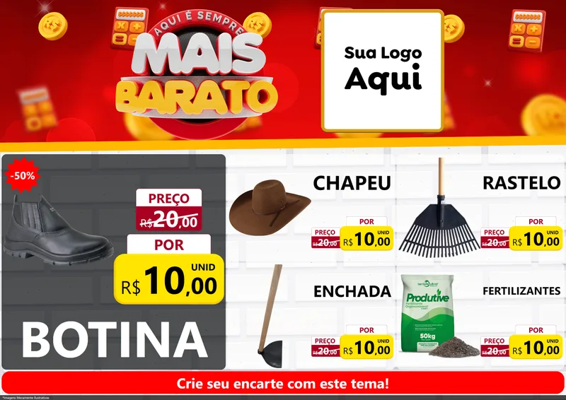 Modelo de Encarte para Encarte A4 Horizontal com o tema Mais Barato para Agropecuária