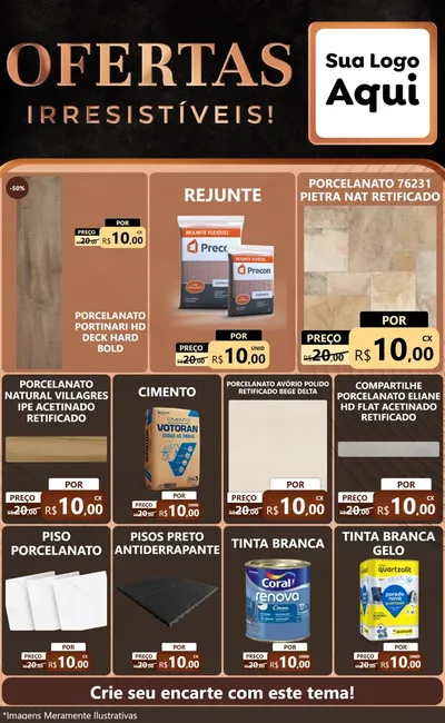 Modelo de Encarte para Encarte Grande com o tema Ofertas Irresistíveis! para Pisos e revestimentos