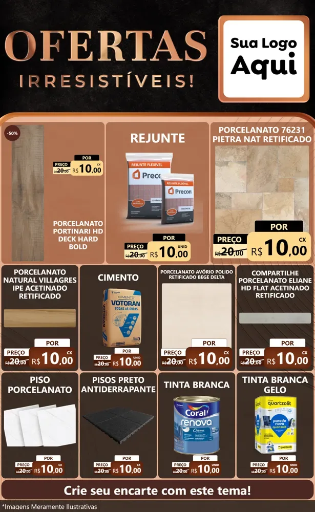 Modelo de Encarte para Encarte Grande com o tema Ofertas Irresistíveis! para Pisos e revestimentos